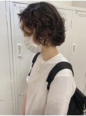 ミックスカール_マロンベージュ Aラインボブ かきあげ