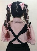 三つ編みツインテールヘア