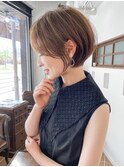 30代40代50代/丸みショート/クビレ/前髪あり/ブラウン/表参道