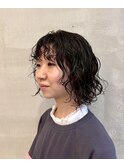 プードルパーマ/ボブパーマ/前髪パーマ/ボブ/黒髪/20代