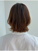 ボブ レイヤーボブ ナチュラルブラウン 小顔カット 小顔ヘア