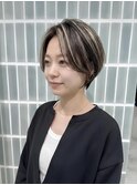 髪質改善縮毛矯正ハイライトショートカット30代40代