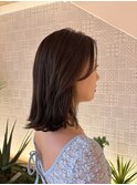 大人可愛い外ハネレイヤーボブオリーブブラウン艶髪