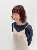 10代20代レイヤーパーマスタイルレッドブラウン髪質改善