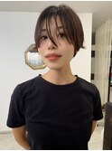 ハンサムショート/前髪長め/オリーブブラウン