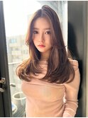 ANGELICA  内巻きレイヤーロング ベビーピンクブラウン