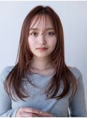 韓国風レイヤーカットブリーチなし透明感カラー髪質改善カラー