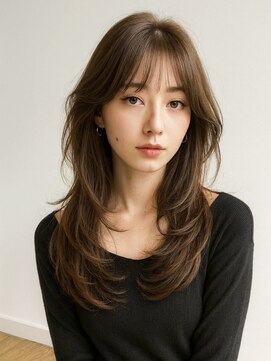 ノラキチジョウジ(NORA KICHIJOJI) 顔周りレイヤーカットシースルーバング耳かけくびれミディアム