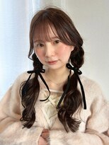 アンニュ(annuy)&nbsp;ヘアアレンジ 顔周りカット ブラウンアッシュ 透明感カラー 20代