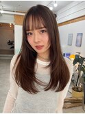 ロングレイヤー/ハッシュカット/シャギー/シナモンベージュ2