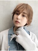 無造作ショート_耳かけウェーブパーマフォギーベージュ_46818