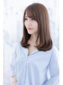 シアーベージュが◎斜めバングナチュラルストカールb
