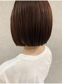 〈お客様スタイル〉オレンジ/ブリーチ無し/切りっぱなしボブ