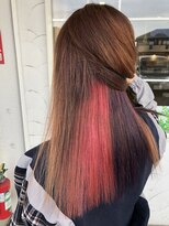 フリー(Free)&nbsp;ダブルカラー,ケアブリーチ,インナーカラーピンク＆パープル