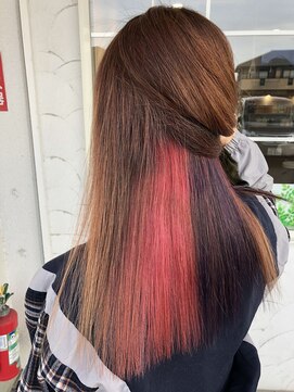 フリー(Free) ダブルカラー,ケアブリーチ,インナーカラーピンク＆パープル