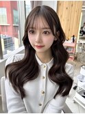 大人可愛い韓国レイヤーカット くびれヘアシースルーパッツン