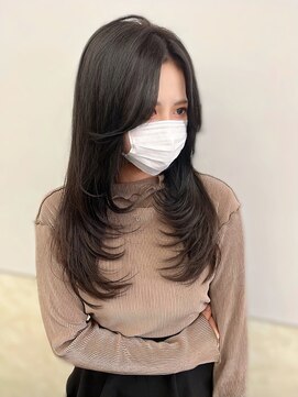 サンド 鹿児島中央(sand) 黒髪/グレーベージュ/レイヤーロング/前髪パーマ[鹿児島中央駅]