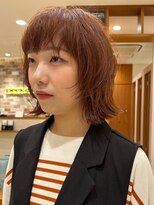 ピークアブー アヴェダ アトレ恵比寿(PEEK-A-BOO AVEDA) ウルフボブ/ブリーチなし/オレンジカラー/イヤリングカラー