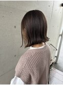 イヤリングカラーナチュラルブラウン×切りっぱなし艶感