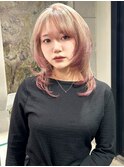 mayu指名//柔らかピンクベージュエンドカラーデザインウルフ