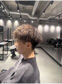 ラウンドマッシュ×ハイライト×ツイストスパイラルパーマ