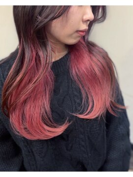 ドクターズサロン レラパール 赤/裾カラー/アンブレラカラー/美髪エアリーロング/小顔レイヤー