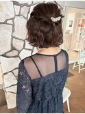 ボブ×ハーフアップ
