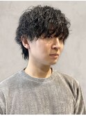 黒髪メンズパーマ◎波巻きスパイラルマッシュ×小顔色気スタイル