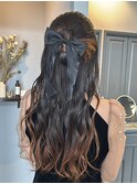 20代30代◎小顔見せゆるふわリボンハーフアップヘアセット