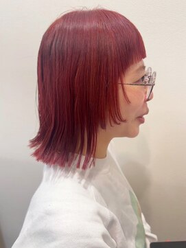 美容室ヒラトヤ 都南店 大人可愛いショートウルフチェリーレッド×レイヤーカット