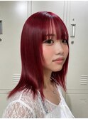 圧倒的存在感◎ブリーチベースのチェリーレッドカラー!