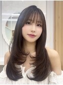 盛れるレイヤーカット/お顔まわりカット／ベージュカラー