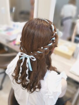 ヘアセットサロン ミント(Hair set salon MINT) リボン編みハーフアップ