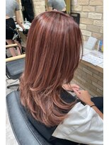 ゼスト 三鷹店(ZEST)&nbsp;ピンクベージュハイライトカラー/ミディアムレイヤー/三鷹/み