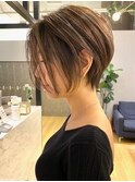 髪質改善くせ毛縮毛矯正黒髪オリーブグレー小顔大人ショートボブ