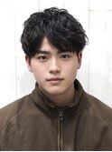 ショートセンターパートツーブロック刈り上げメンズカット