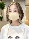 ショートボブ韓国丸みショートカットミルクティーベージュカラー