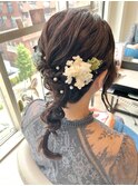 結婚式　編みおろしヘアアレンジ