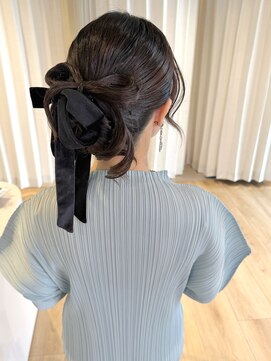 リボンシニヨン+ベロアリボン