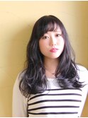 コケティッシュ×抜け感スタイル×黒髪×無造作×重めスタイル