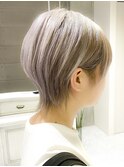 小顔ネオウルフショート☆デザインカラー厚めバングスリークボブ