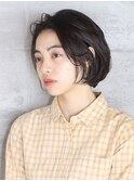 黒髪パーマ＊前上がり丸みショートボブ［20代、30代、40代］