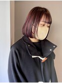 似合わせ小顔ボブ× 暖色カラー デザインカラー