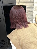カシスカラーピンクラベンダーブリーチなしダブルカラーボブ