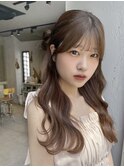 くるみちゃんハーフアップヘアアレンジブラウンカラーヘアセット