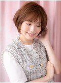 ナチュラルブラウンゆるふわパーマ丸みショートY北浦和30代40代