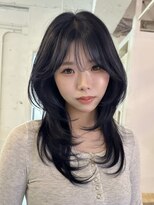 ライン(LINE)&nbsp;韓国風/レイヤー/前髪カット/オリーブ/透明感/ハッシュカット
