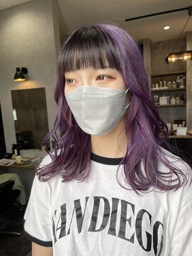 ハク(haku) 顔まわりレイヤーカット（ミディアム）×デザインカラー