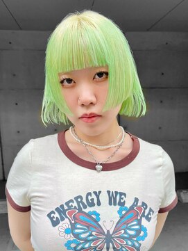 レコ 渋谷(LECO) 姫カットボブ×ペールグリーン