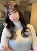 韓国ヘア シースルーバング グレージュカラー マロンブラウン